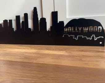 LOS ANGELES Skyline - HOLLYWOOD Sign - California - Steel Sign - Metal Art - REC24-36