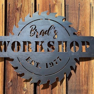 Carpenters Workshop - Saw Sign - Garage Sign - Personalized Steel Sign - Metal Art - OV200