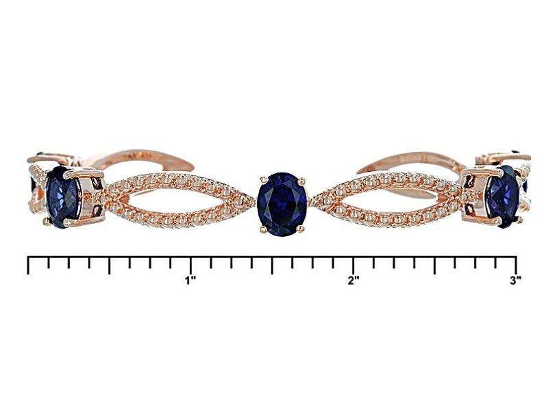 Oval Shaped Natural Blue Sapphire Gemstone 925 Sterling Silver Rose gold Plated Cuff Bracelet,Adjustable bracelet,