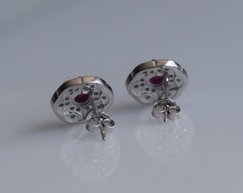 Hexagon Shaped 925 Sterling Silver Earning With Natural Ruby Stone TGW 2.96 Gm Also Available in Other Gems Colors Earrings