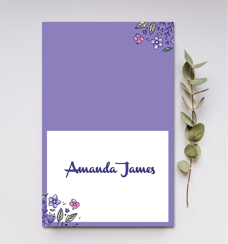 Printable Decorations Shower Decor Floral Printable Place Cards Place Cards P23 Purple DIY Place Cards Table Signs