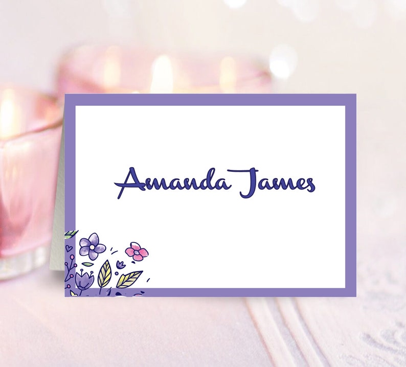 Printable Decorations Shower Decor Floral Printable Place Cards Place Cards P23 Purple DIY Place Cards Table Signs