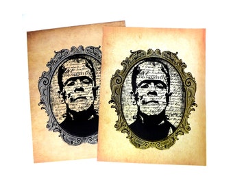Frankenstein Horror Foil Print 8.5x11 Inch US Letter Size Vintage Effect Paper