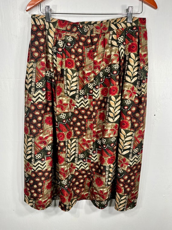 vintage breckenridge skirt with red olive green a… - image 5