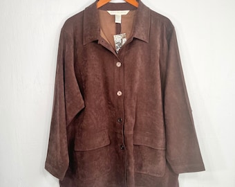vintage *never worn* 1990s jessica holbrook oversize brown coat with pockets size 2x