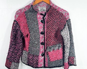 vintage curio colorful button up sweater size petite plus