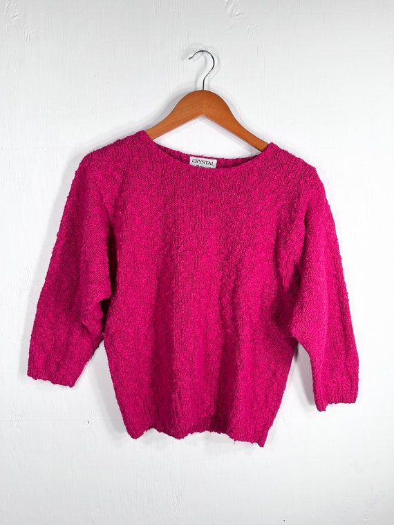 vintage crystal sportswear ltd hot pink sweater si