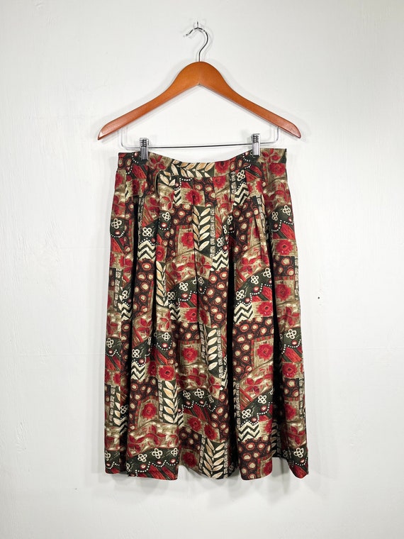 vintage breckenridge skirt with red olive green a… - image 1