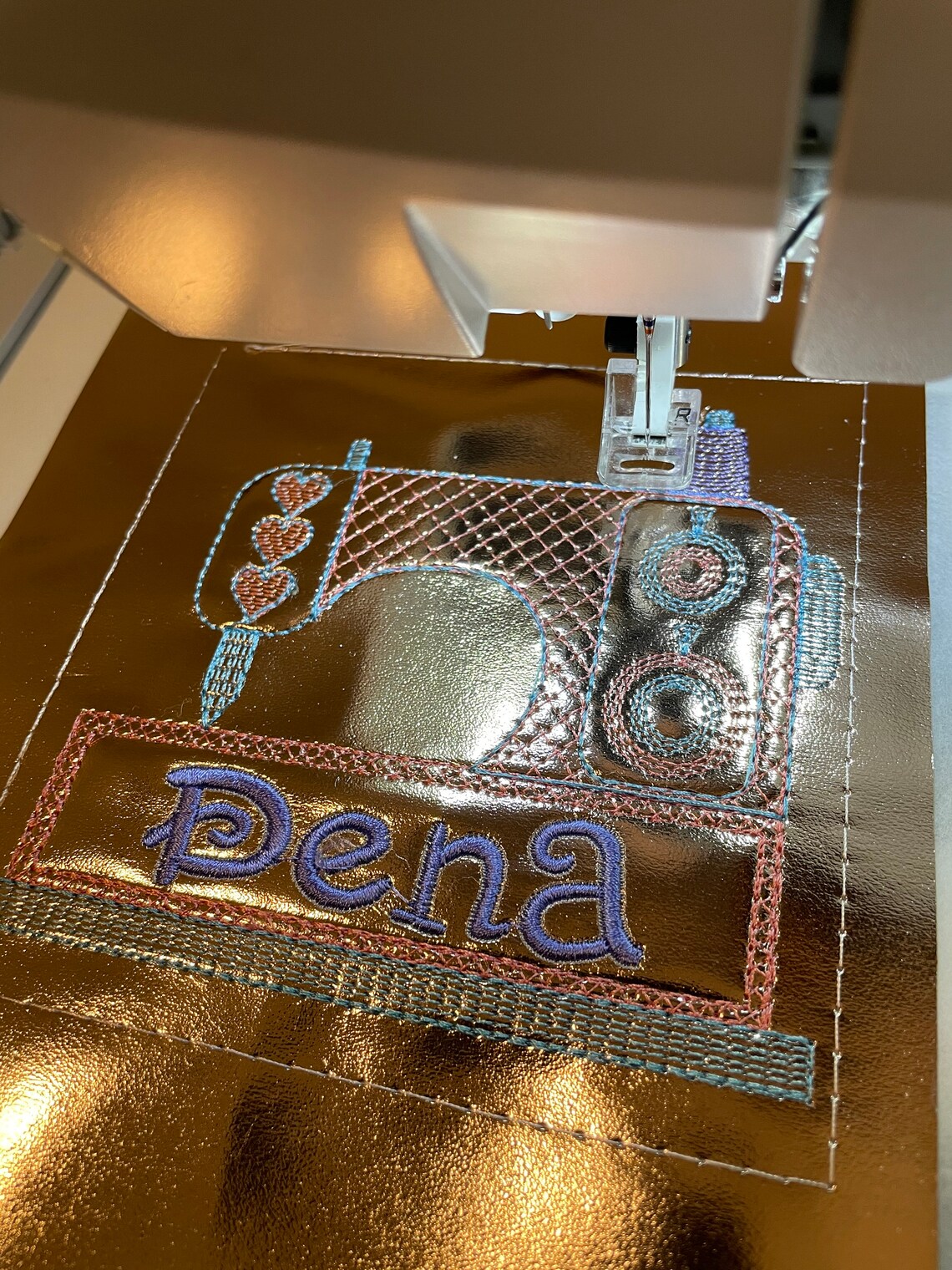 Sewing Machine Name Tag Embroidery Design for Embroidery Leather