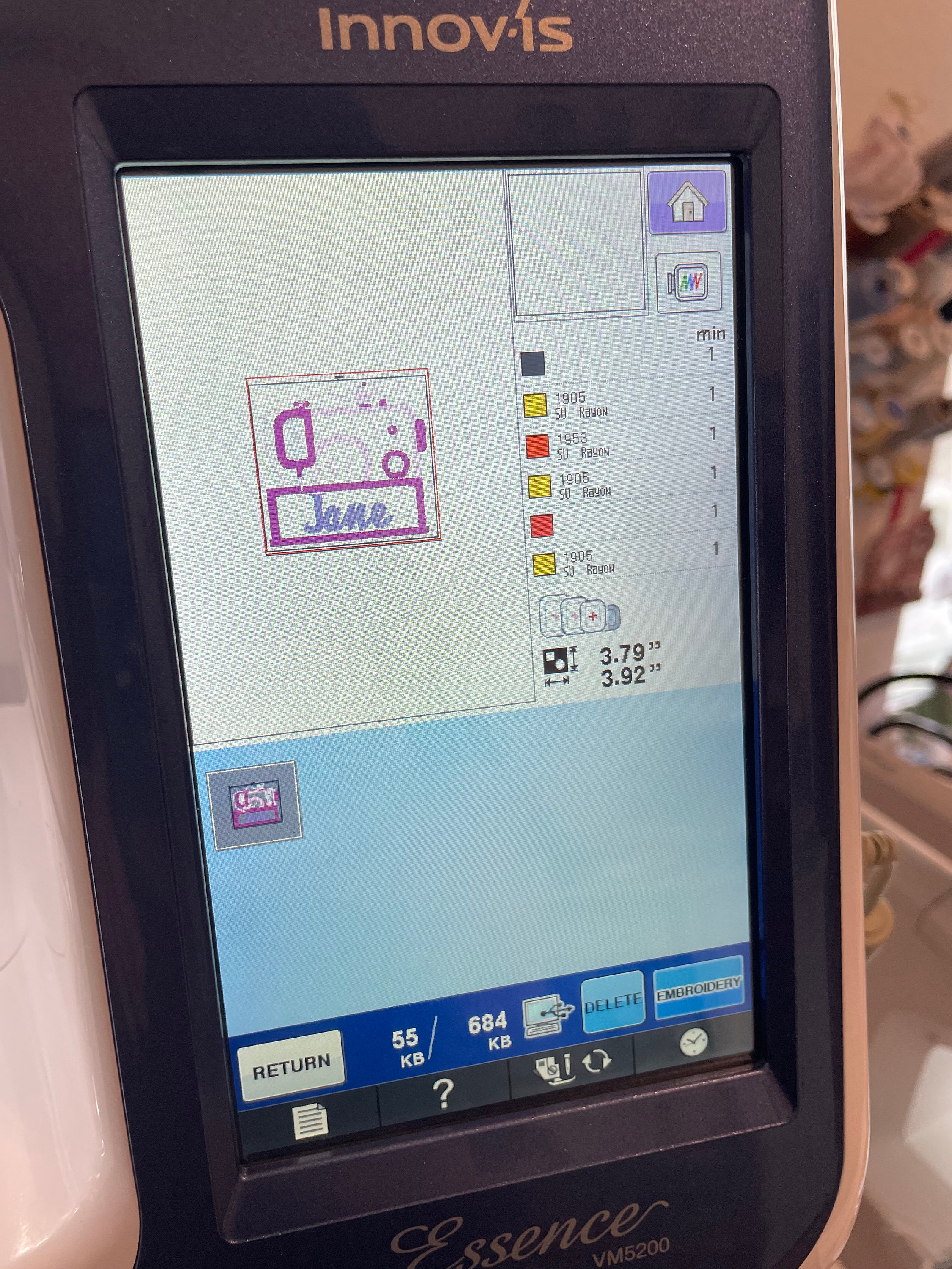 Sewing Machine Name Tag Applique Embroidery Design, Customizable, in