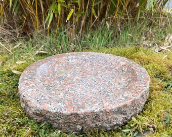 Baño para pájaros, piedra de granito, baño para pájaros, decoración de jardín, lavabo de piedra natural, bebedero de piedra para jardín, decoración, bebedero para insectos