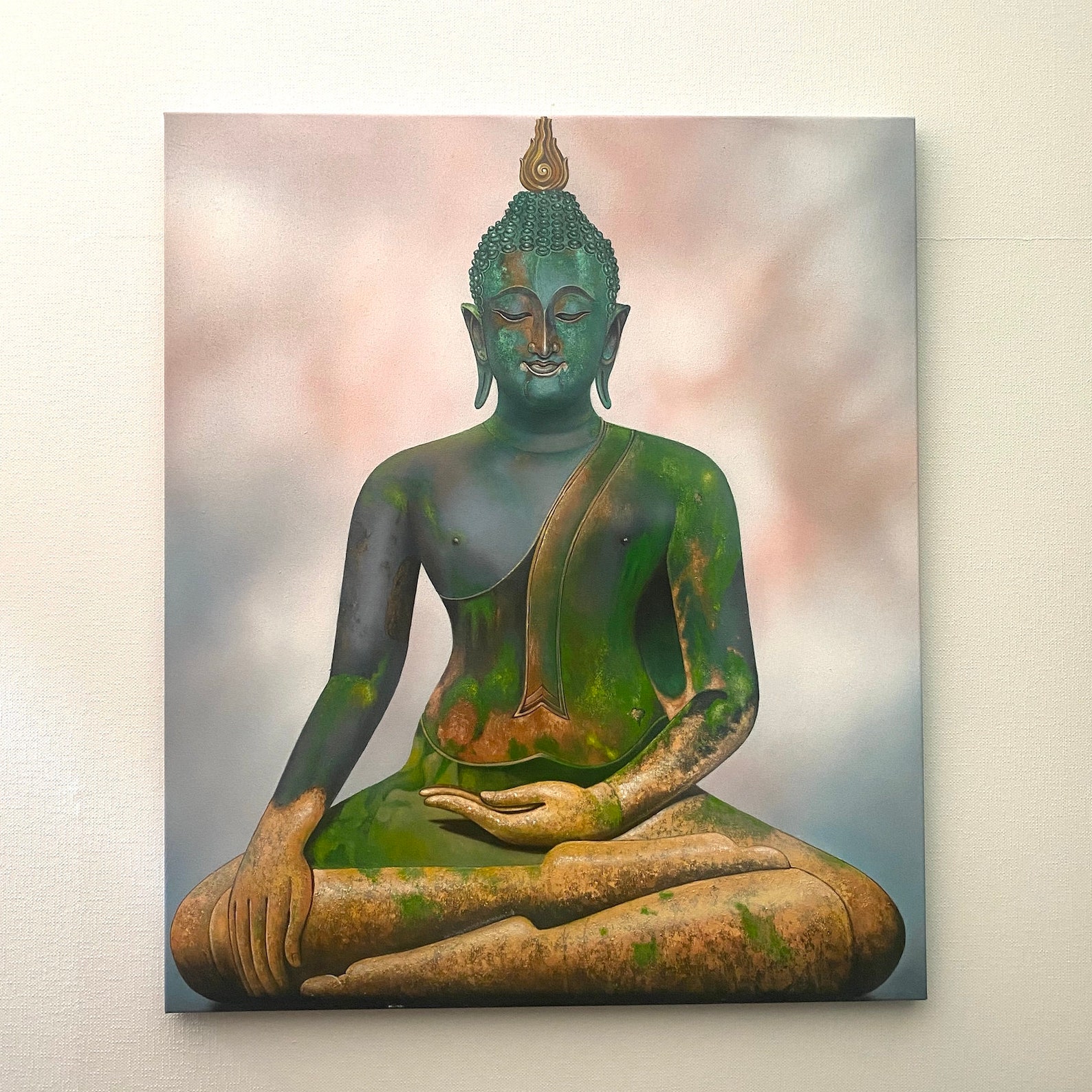 Gelber Buddha Druck, Blauer Buddha Leinwanddruck, Buddha Gemälde