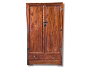 Grande armoire chinoise Meuble asiatique restauré 210 cm étagères et tringle à vêtements Mobilier chinois Ambiance de vie Asie