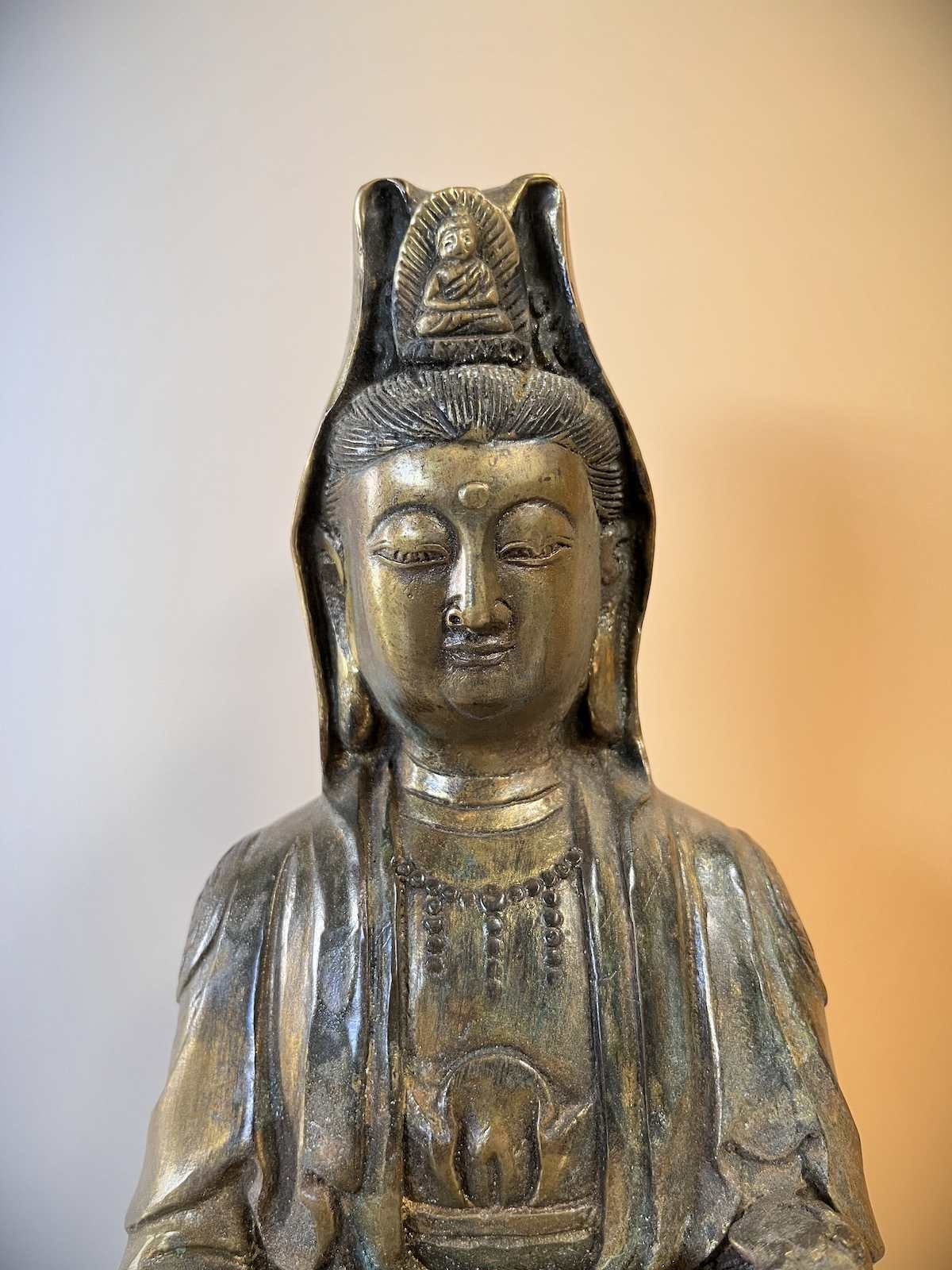 Kwan-Yin Buddha Figur Bronziert Buddha Statue Guanyin Tibet Budda 27 cm 