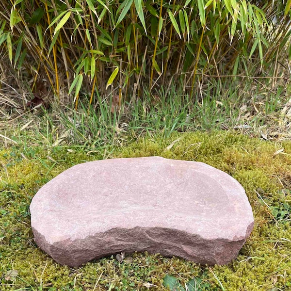 Naturstein Vogeltränke Stein Vogelbad Gartendeko Wasserbecken Garten Steintrog Dekoration Wassertränke Insektenbad