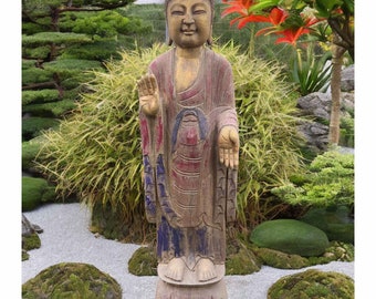 Buddha Statue Garten Tibet 102 cm groß China Yoga Zen Decor Meditation Naturstein Figur asiatische Skulptur Fengshui Gartendeko frostsicher