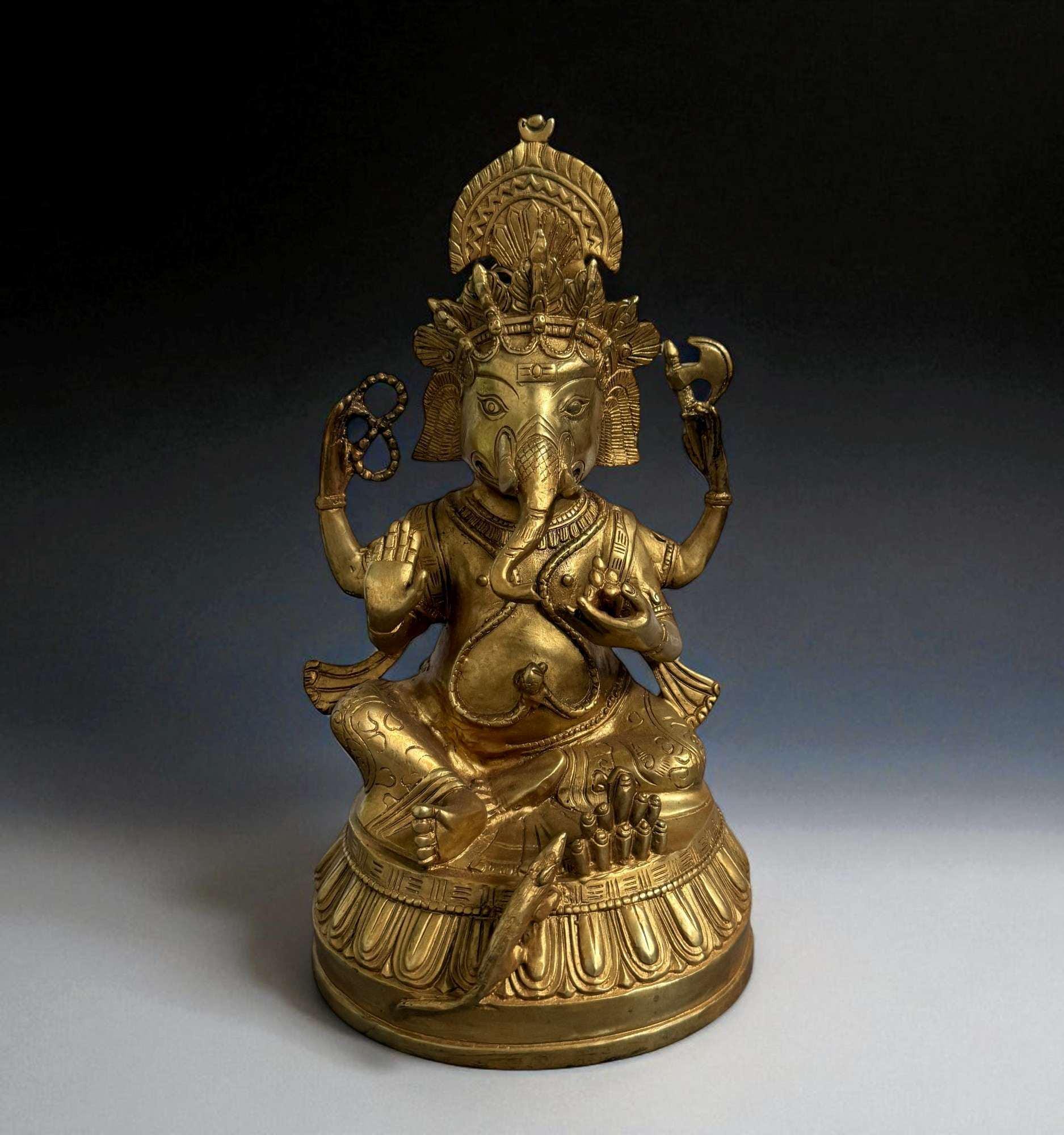 ガネーシャのブロンズ像 – ヒンドゥー教の象神、知恵と繁栄の神、精神