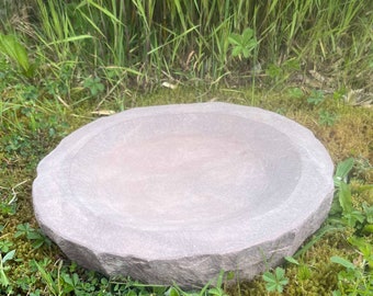 Naturstein Vogeltränke Stein Vogelbad Gartendeko Wasserbecken Garten Steintrog Dekoration Wassertränke Insektenbad