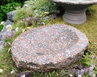 Baño para pájaros, granito, baño para pájaros, piedra, decoración de jardín, lavabo de piedra natural, bebedero de piedra para jardín, decoración, bebedero para insectos