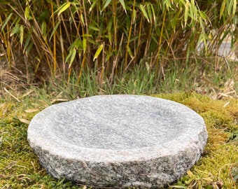 Baño para pájaros Baño para pájaros Piedra de granito Decoración de jardín Piedra natural Cuenca de agua Jardín Comedero de piedra Decoración Comedero de agua Baño para insectos