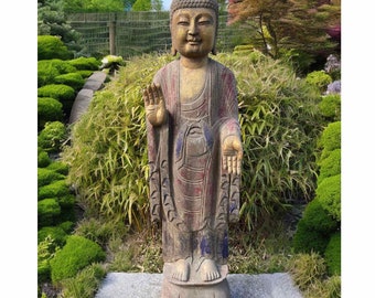 Buddha Statue Garten Tibet 102 cm groß China Yoga Zen Decor Meditation Naturstein Figur asiatische Skulptur Fengshui Gartendeko frostsicher