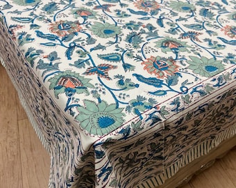 Hand Block Printed Cotton Table Cover | Kalamkari Crafts, 60x60