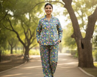 Hand Block Printed Cotton Nightwear Set | Women’s Pajamas | Loungewear