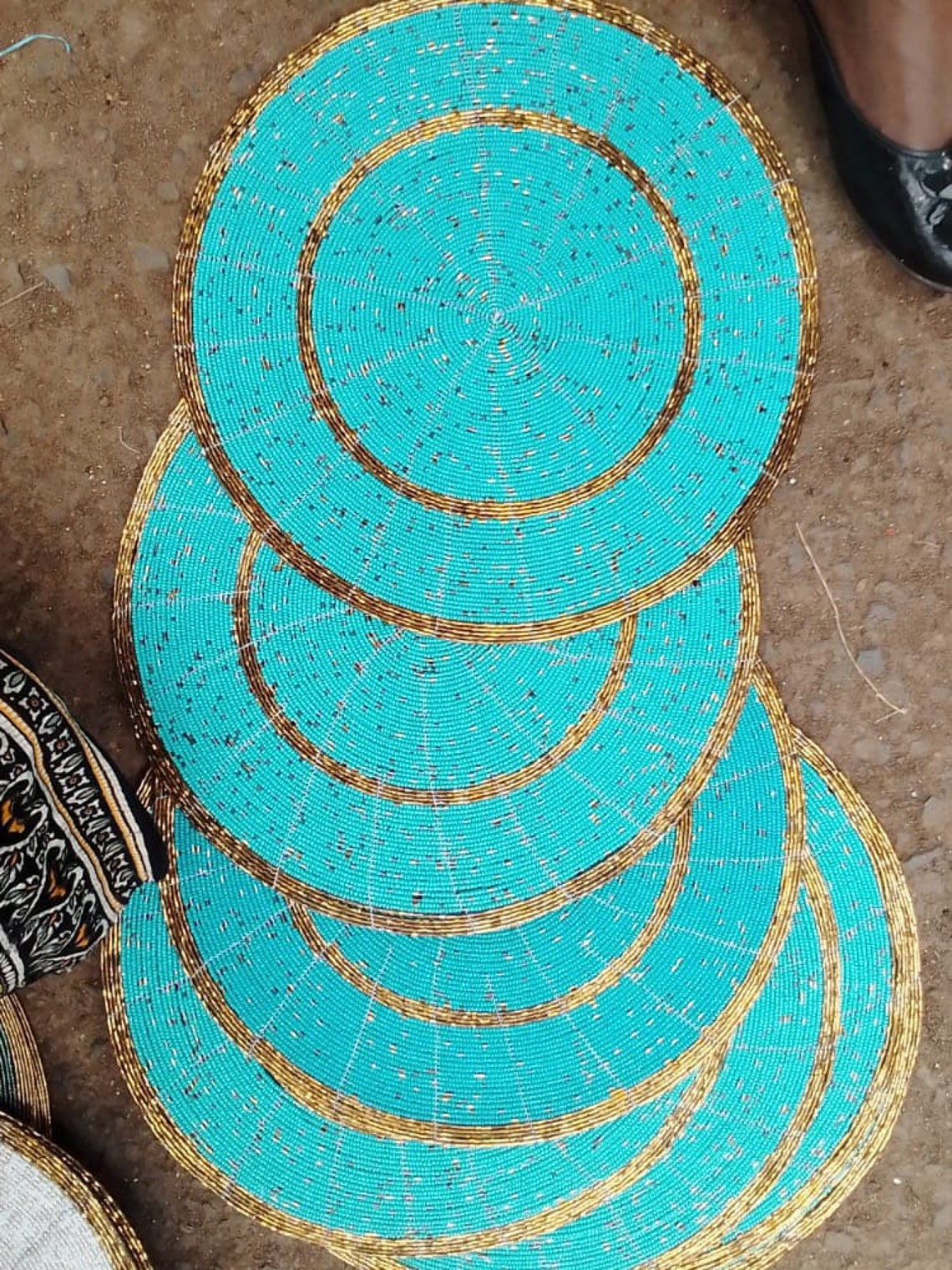 Beaded Leather Table Matsafrican Table Matsmaasai Table Etsy
