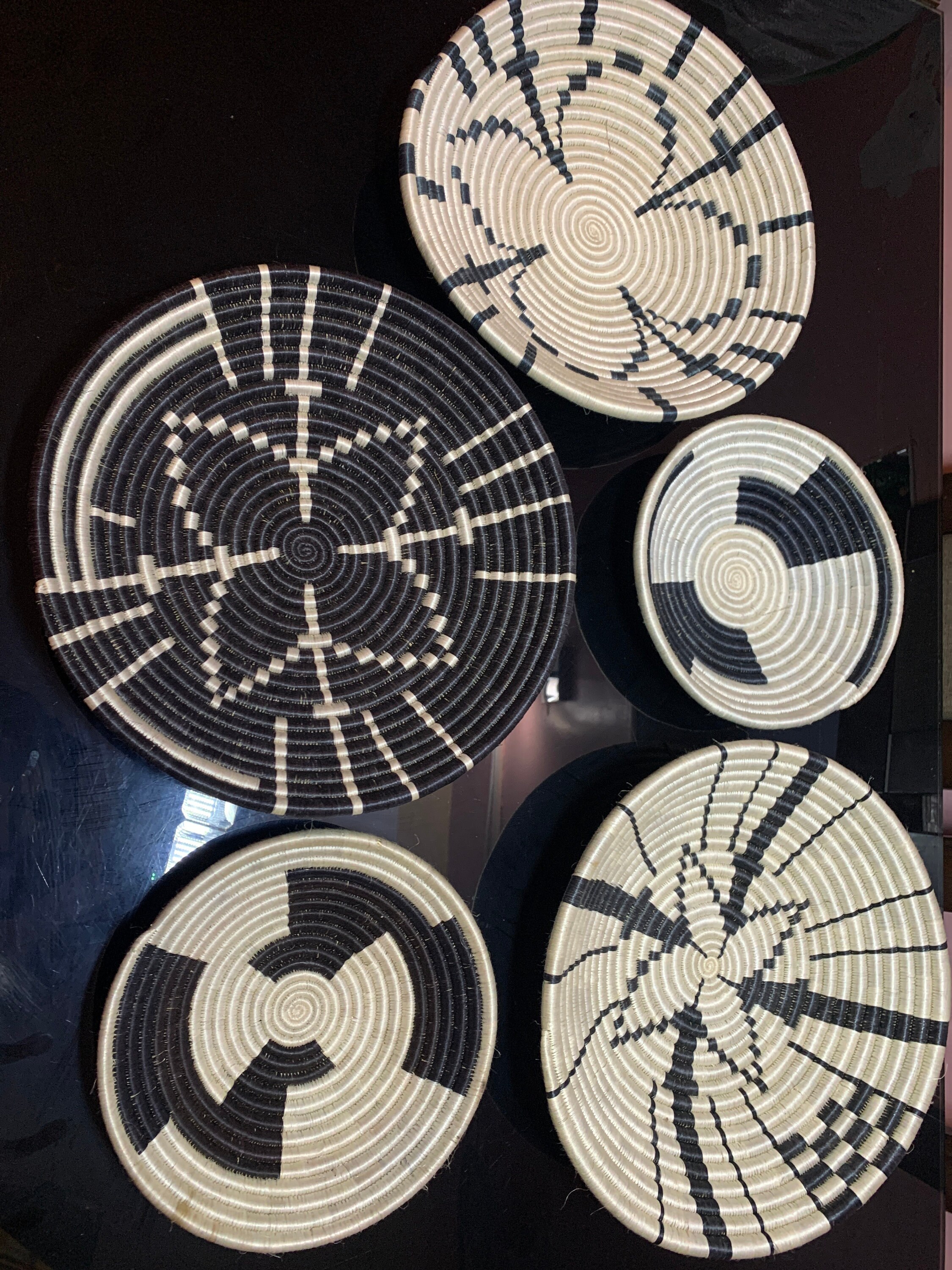 A set of 5 Black and white wall hanging baskets 5 Brown Black Etsy