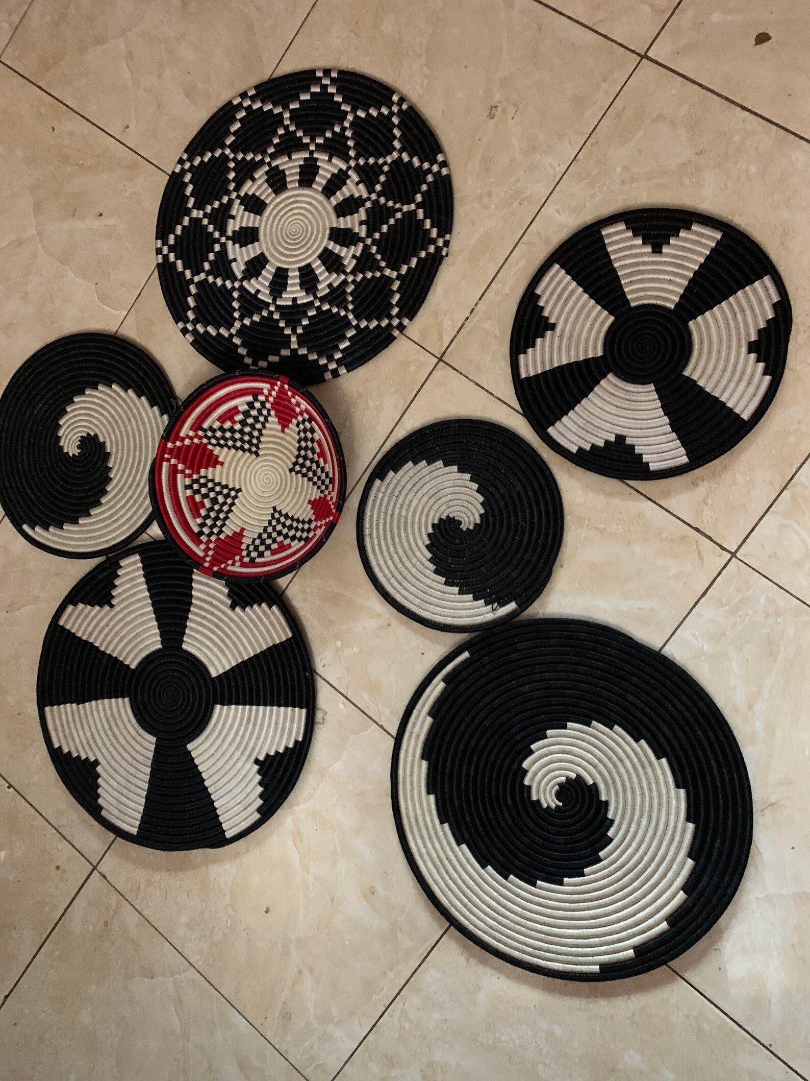 7 Black and white wall hanging baskets 7 wall decor baskets Etsy