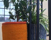 African Sisal bag, Sisal basket, Kiondo handbag ,Plant baskets,Kiondo, orange indoor plants, Blue and white planter