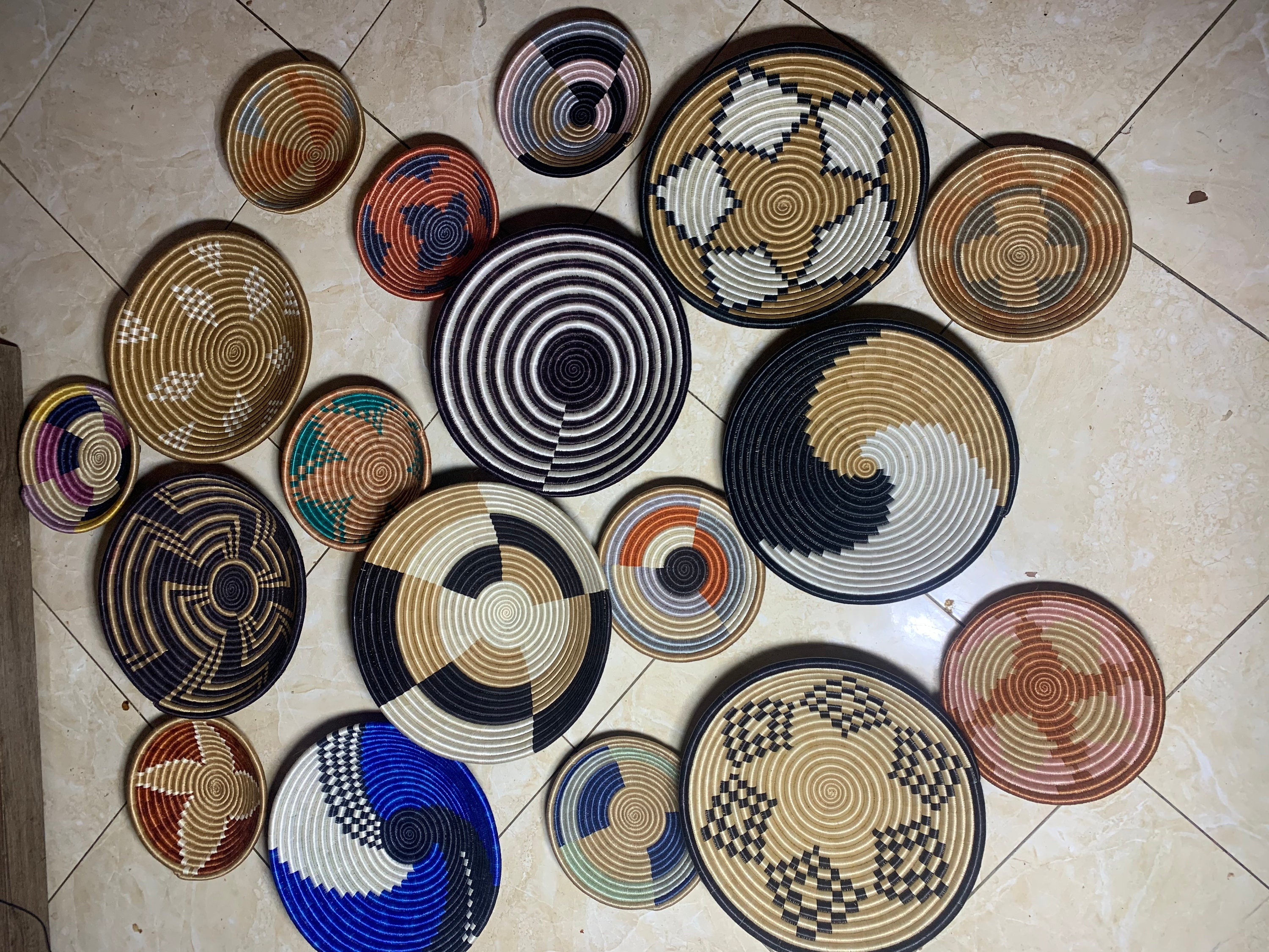 A set of 18 assorted Rwanda baskets18 Rwanda baskets 18 wall Etsy