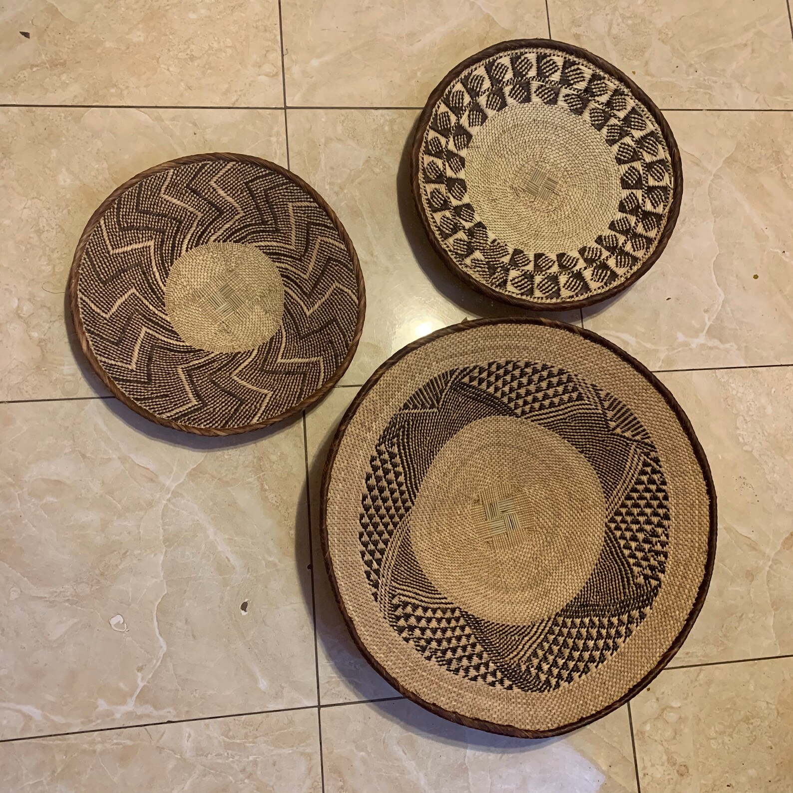 3 wall decor baskets 3 Tonga baskets grouping Etsy