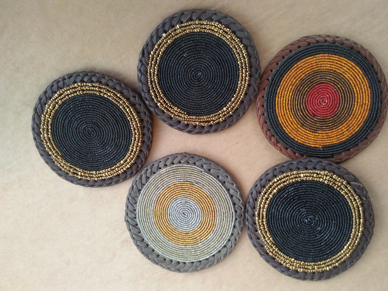 5 Beaded coaster5 beaded coaster5 Handmade Maasai Beaded Etsy