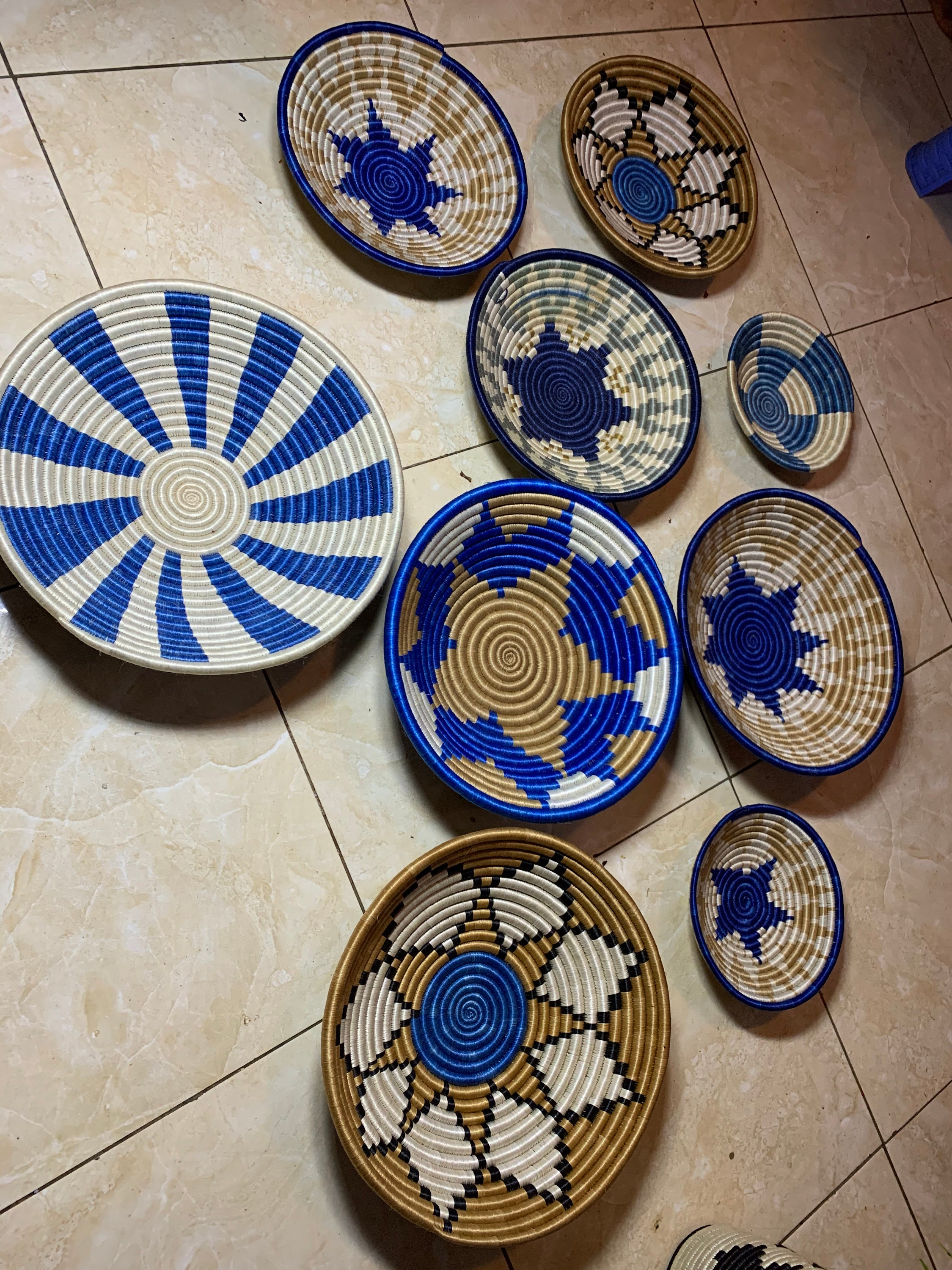 A set of 9 assorted Rwanda baskets9 Rwanda baskets 9 wall Etsy