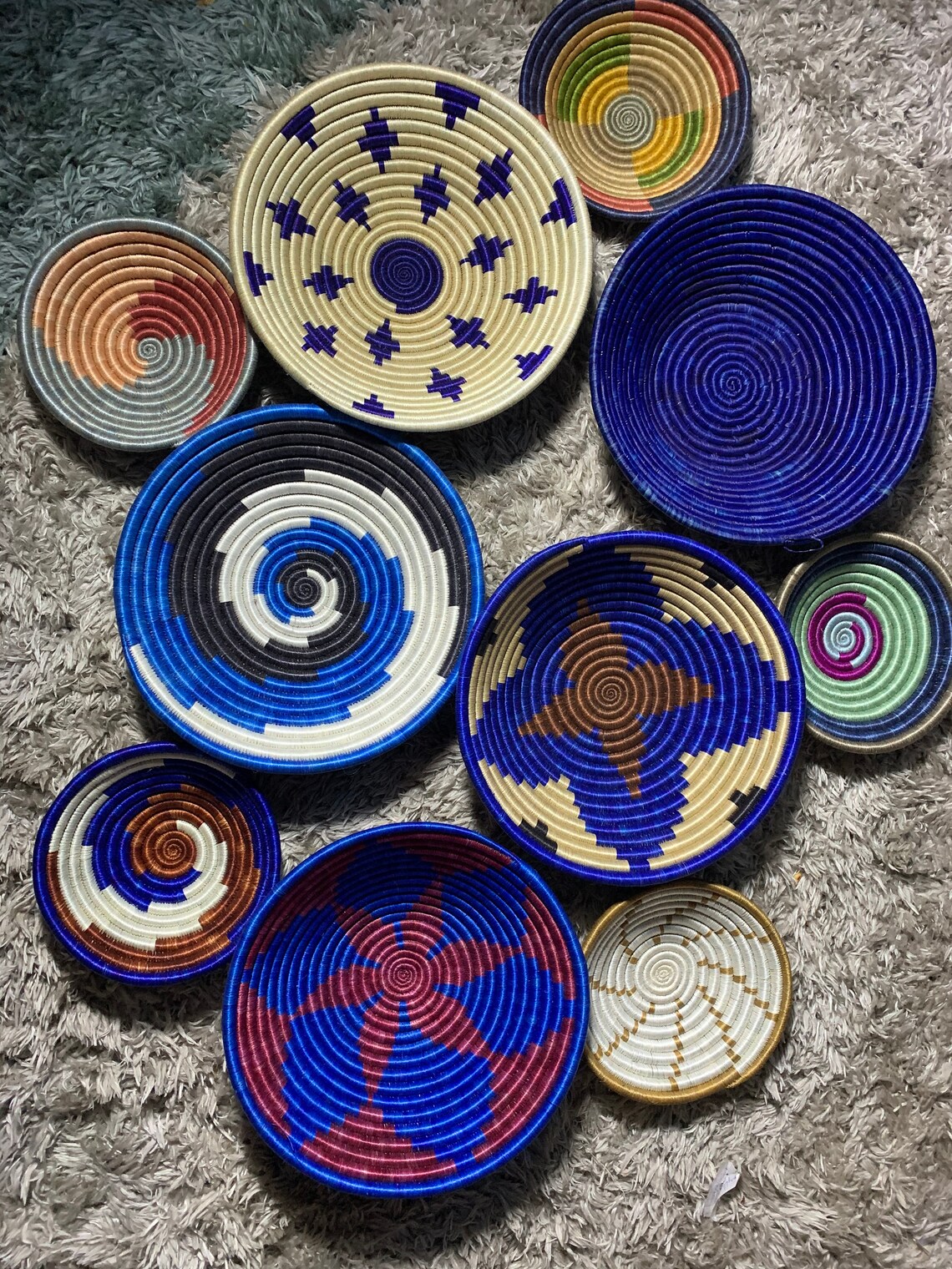 10 Royal Blue Hanging Baskets 10 Blue Brown and Burnt Orange Etsy