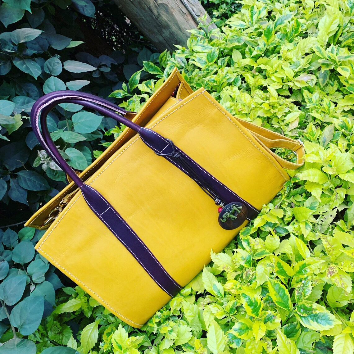 Leather overnight bagLeather handbag Mustard Color handbag Etsy