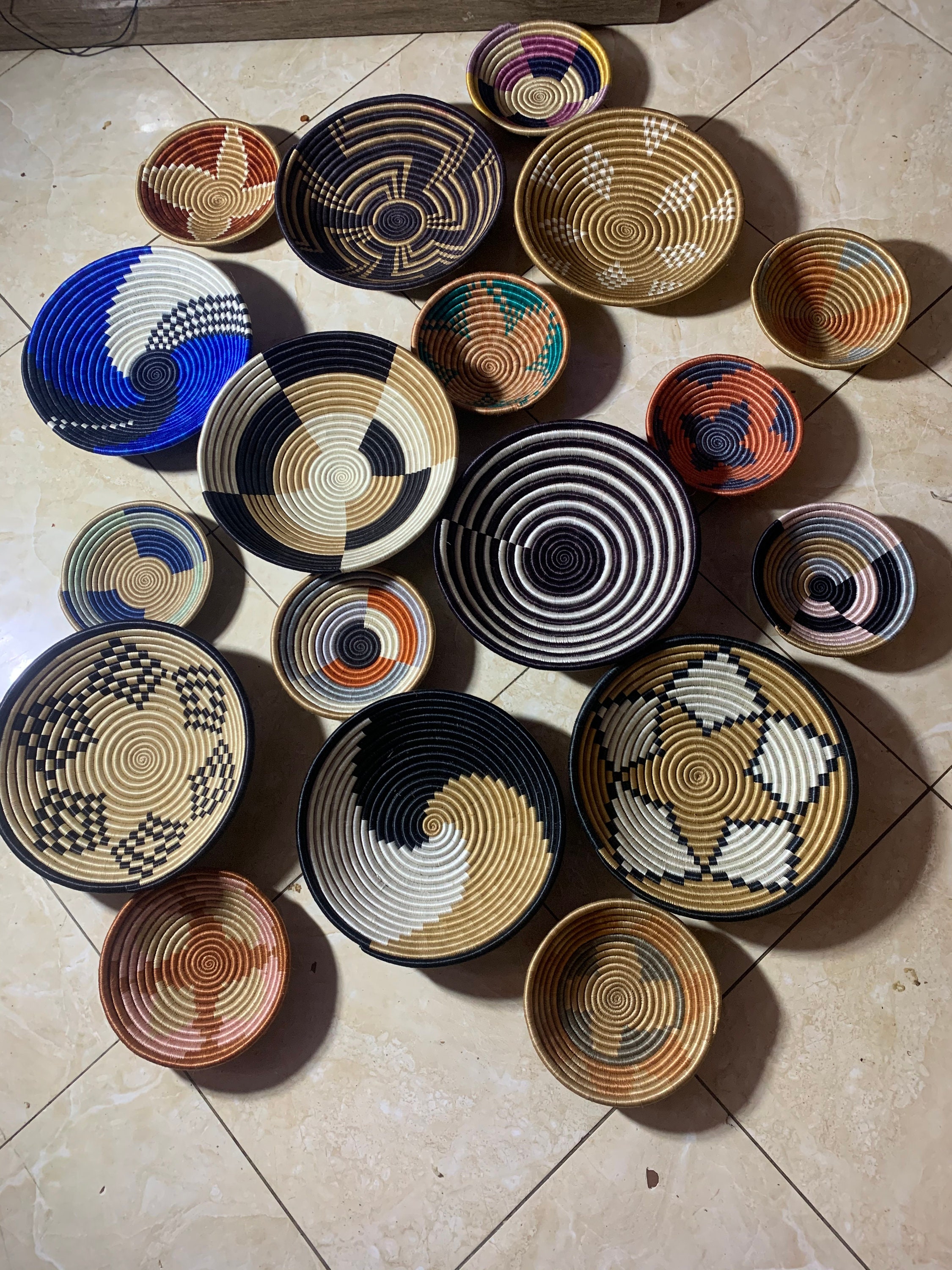A set of 18 assorted Rwanda baskets18 Rwanda baskets 18 wall Etsy