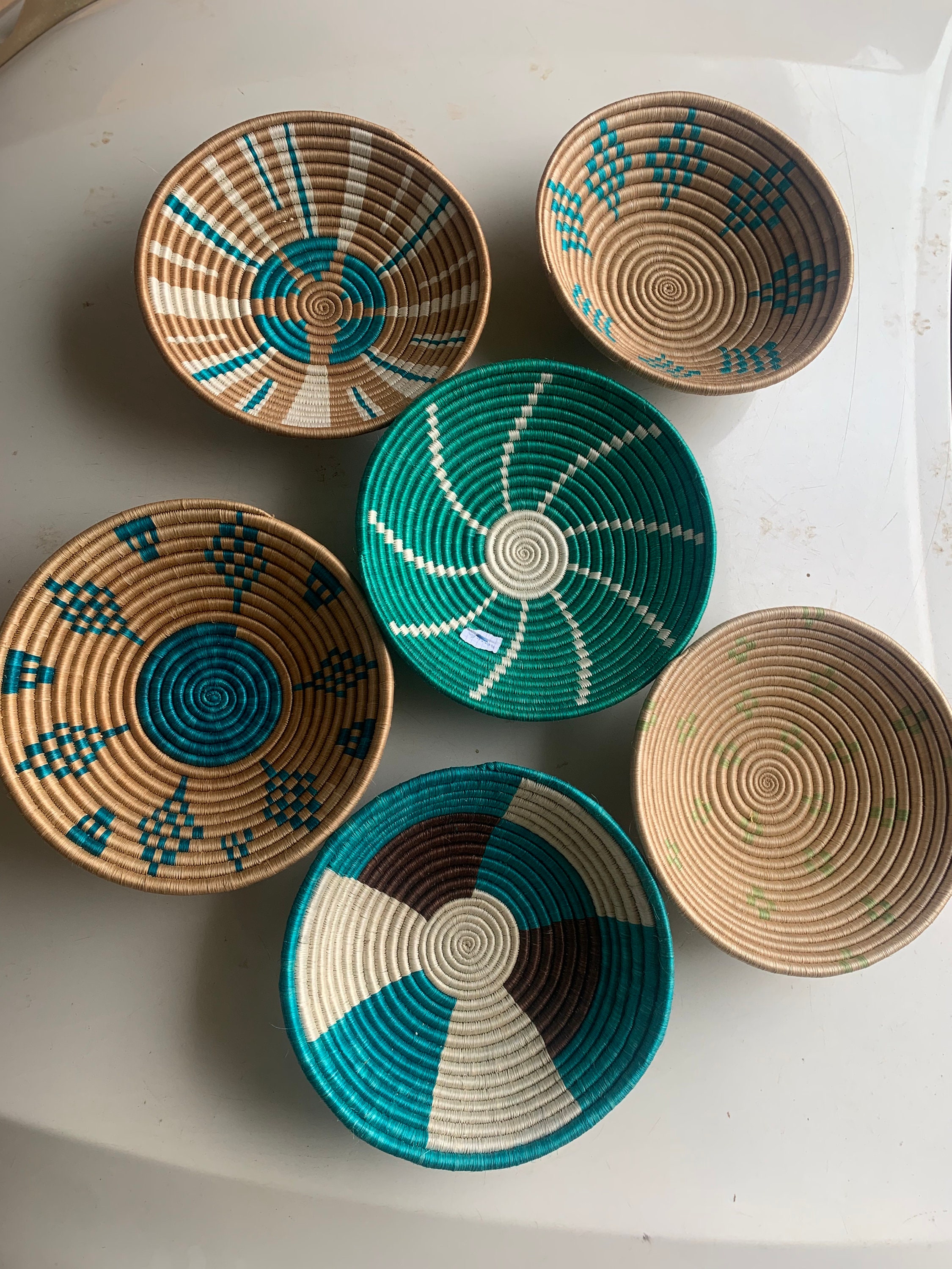 A set of 6 Green assorted Rwanda baskets Rwanda baskets 6 Etsy