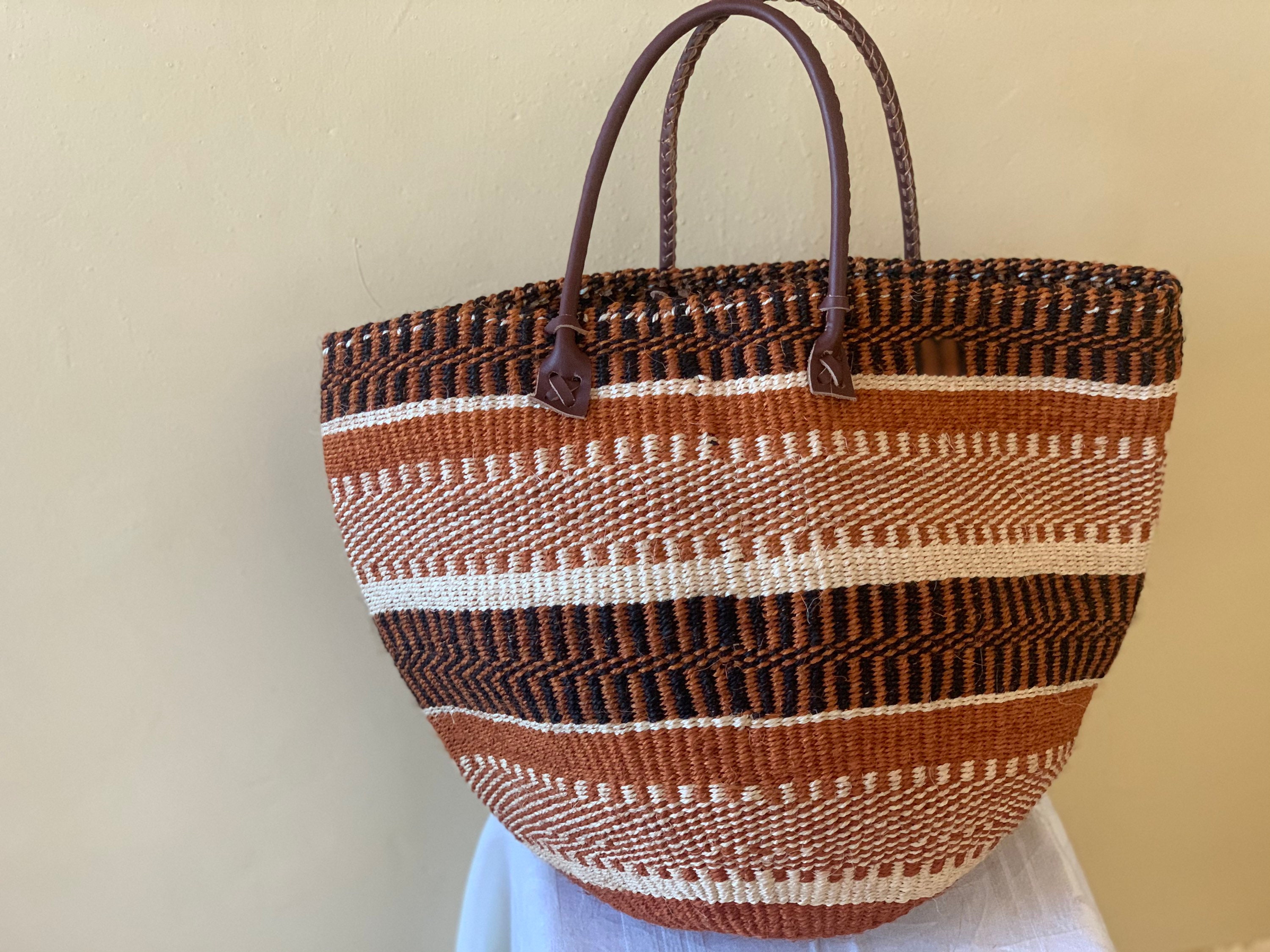 Sisal Basket Kiondo Handbag beach Bag etra Large Brown and - Etsy