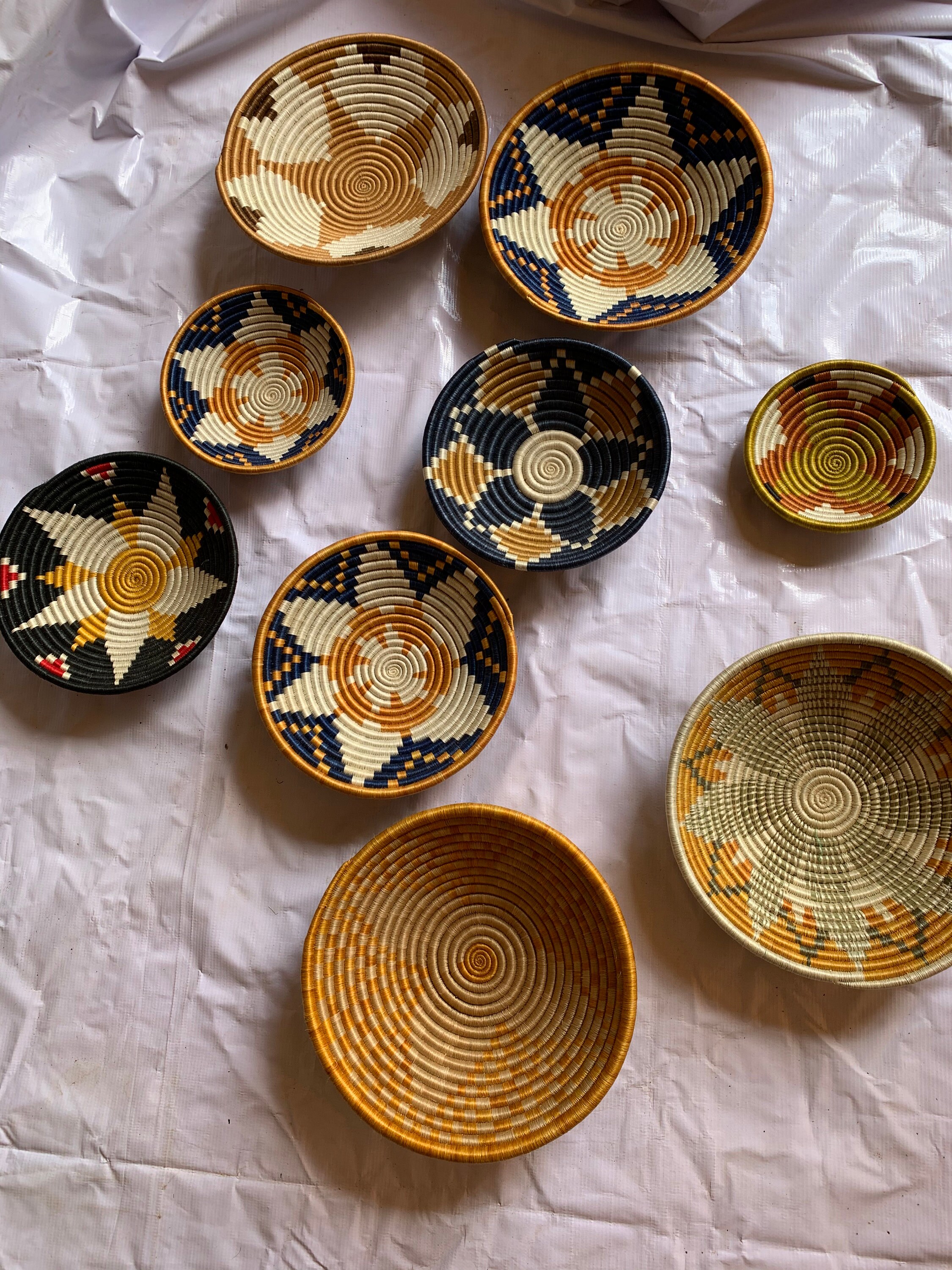 9 Gold and Blue wall hanging baskets setA group of 9 wall Etsy