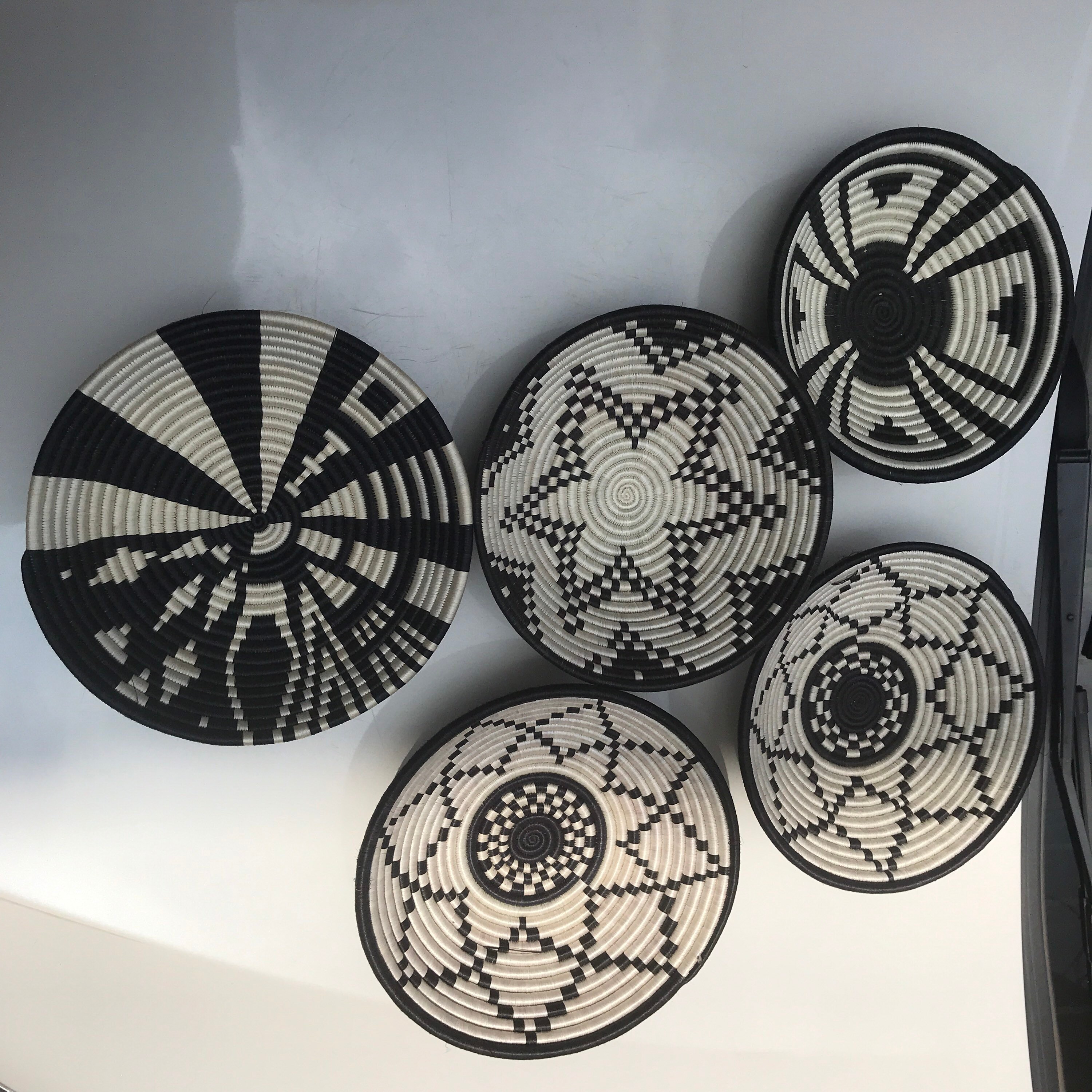 5 Black and White Baskets Set 5 Wall Decor Grouping Etsy