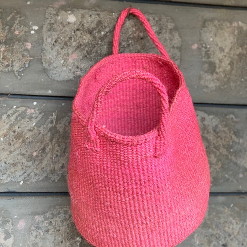 African Sisal bag, Sisal basket, Kiondo handbagBeach bag ,Kiondo,Pink Kiondo, pink orders market bag, Home organizing bag