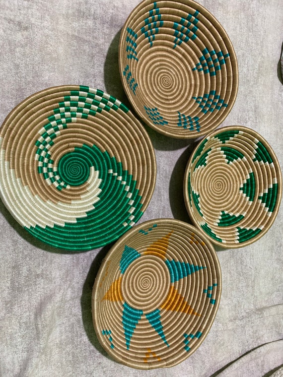4 Wandbehang Körbe für Wanddekoration 4 Ruandische Körbe 4 | Etsy