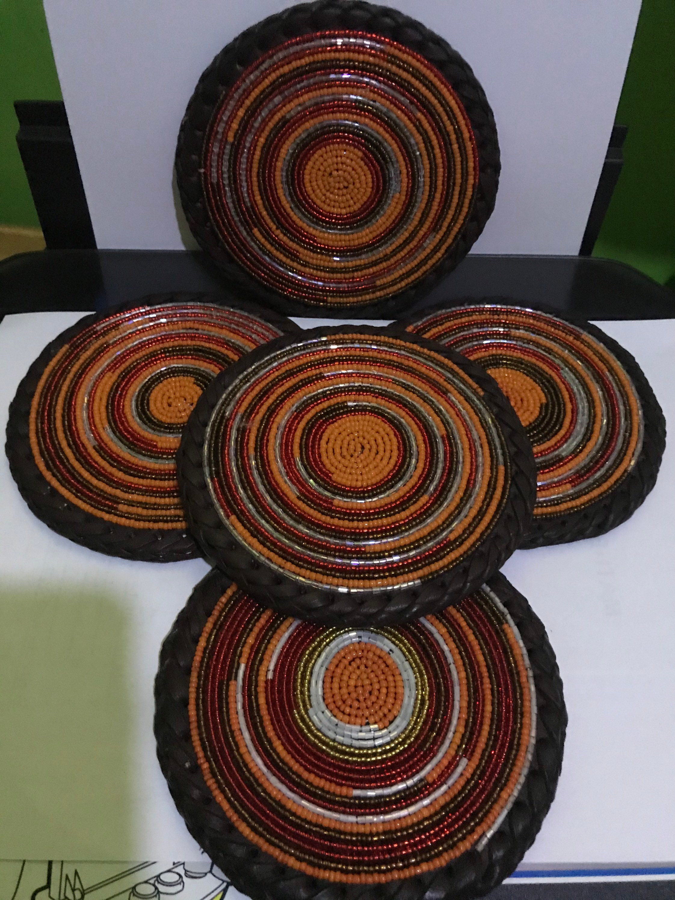 5 beaded coasters A set of 5 coasters Etsy