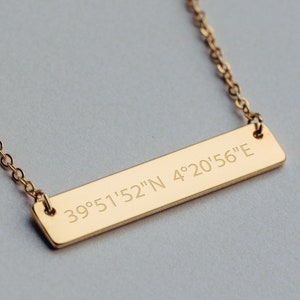 Personalized Coordinate Necklace Bar Name Necklace NB3670 image 1