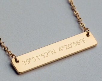 Personalized Coordinate Necklace  - Bar Name Necklace - NB3670