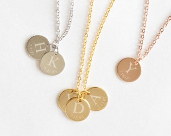 Initial Necklace - Personalized Coin Necklace - Dainty Gold Necklace - Custom Necklace - Gift for Mom - Mothers Day Gift - ND1212