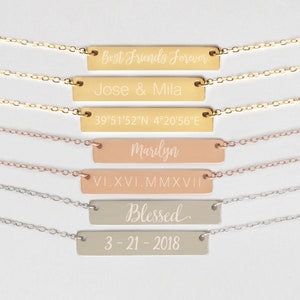 Personalized Necklace Engraved Bar Necklace Valentines Gift Name Necklace Coordinates Best Friend Necklace NB3670 image 5