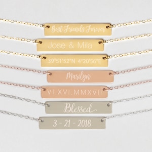 Personalized Bar Necklace -  Engraved Necklace - Valentine’s Gift - Name Necklace - Coordinates - Best Friend Necklace - NB3670